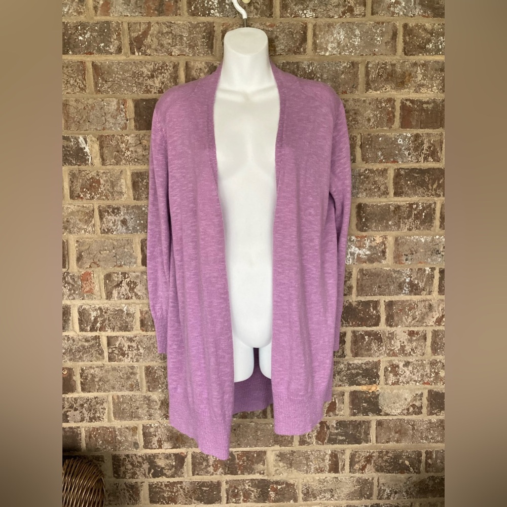 Eileen Fisher Open Cardigan Lavender Dusk linen cotton blend size medium